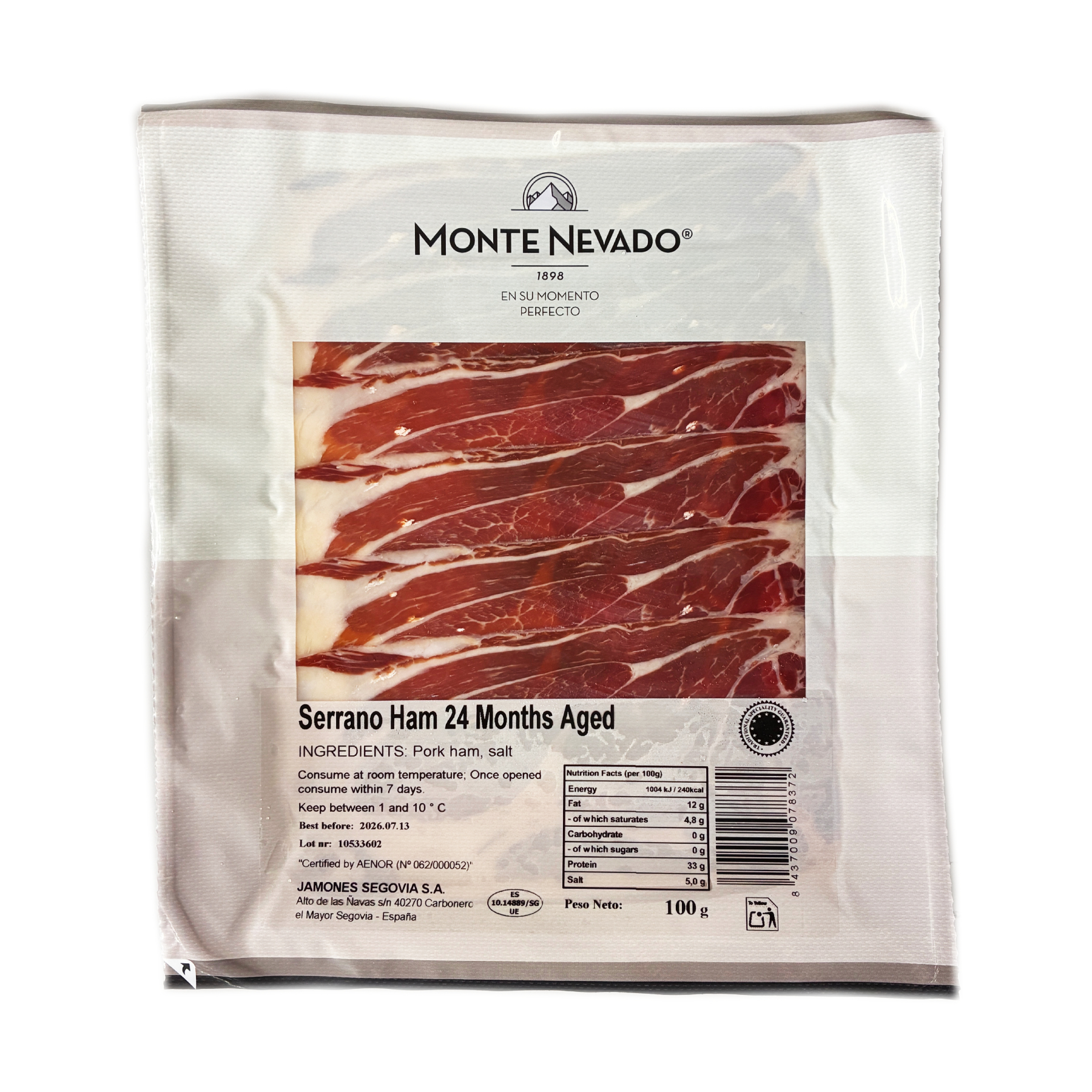 MONTE NEVADO 塩のみ使用 ハモン・セラーノ 24ヶ月熟成 100g スペイン